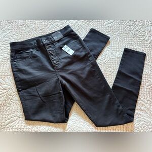 Express High-Rise Button-Fly Skinny Jeans in Black